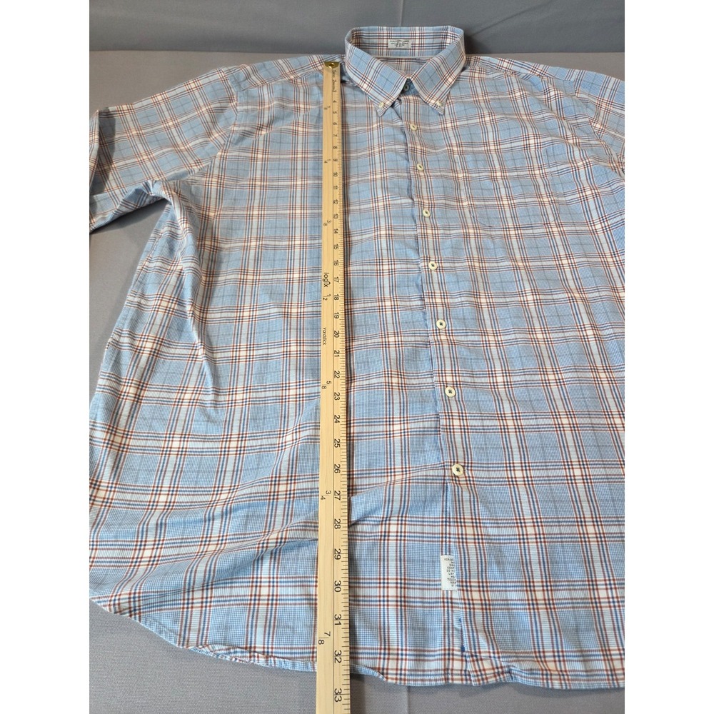 Peter Millar Shirt Mens 2 Extra Large Blue Plaid Golf Office Dress Wool Blend - Picture 6 of 8